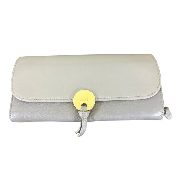 Chloe Indy Long Wallet With Flap Gray Leather - Picture 1 of 16